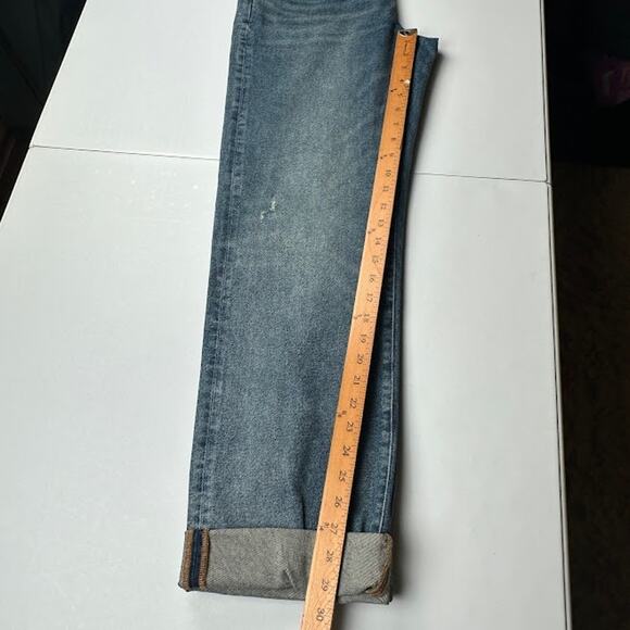 Madewell Jeans Womens 28 Blue Rail Straight Kaihara Denim Cuff Stretch Pockets - Picture 12 of 14